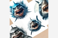 Angry Shark Clipart Bundle | 12 JPEG Files, Scary Shark Art Product Image 2