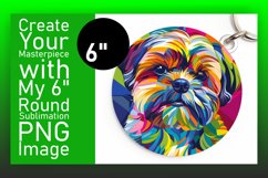 Funky Colorful Dog Round Design Keychain Sublimation Product Image 1
