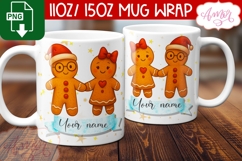 Cute Christmas mug wrap PNG, Gingerbread cookie mug template Product Image 3