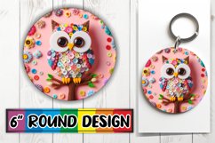 Radiant Owl 3D Sublimation Print: Whimsical Art Round Product Image 1