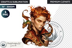 Fantasy Dragon wizard clipart, sorcerer, spellcaster, mage Product Image 1