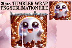 Heartfelt Sublimation 20oz tumbler wrap, 3D Cute Ghost Product Image 1