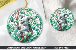 Cute koala Stained Glass Ornament PNG, Digital Download File Product Image 1
