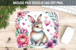 Watercolor Bunny Mouse Pad Sublimation - Valentines PNG Product Image 1