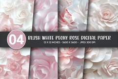 Blush White Peony Rose Digital Paper Product Image 1