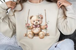 Watercolor Pink Teddy Bear Clipart PNG Product Image 1