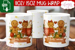 Cute Christmas mug wrap PNG, Gingerbread man mug template Product Image 2