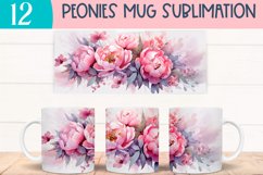 Watercolor peony mug wraps for Sublimation BUNDLE PNG Product Image 5