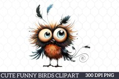 Cute Funny Birds Clipart, Watercolor Clipart Product Image 1