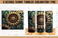 Tooled Leather Sunflower DarkGreen Tumbler Sublimation Desi Product Image 6