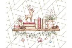 Christmas Book Clipart, Festive Reading PNG Illustrations Product Image 3