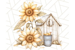 Rustic Sunflower Clipart, Soft Country Farmhouse Florals Png Product Image 3
