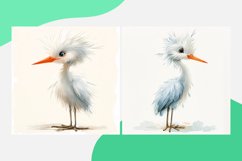 Cute Egret Baby Watercolor illustration Set 4 Product Image 2