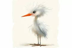 Cute Egret bird Bird Baby Watercolor Handmade illus Product Image 3