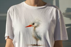Cute Egret bird Bird Baby Watercolor Handmade illus Product Image 1