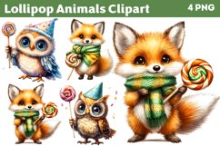 Lollipop Animals Clipart PNG Product Image 1
