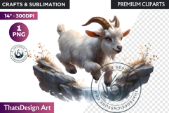 Goat Watercolor Winter Wildlife Arctic Animal Clipart PNG Product Image 1