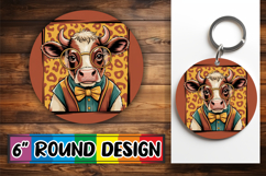 Sweet Keychain Circle Sublimation, Cute Cow Product Image 1