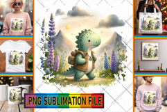 Playful TOTE BAG Art PNG, Cute Dino Product Image 1