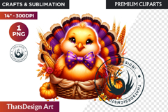 Autumn Cute animal in a bucket clipart Pumpkin thanksgiving Product Image 1