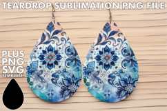 LUMINOUS TEARDROP EARRINGS Art PNG, Watercolor Pattern Product Image 1
