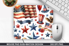 Mouse Pad Sublimation, 4th Of July Mouse Pad PNG Design Product Image 1