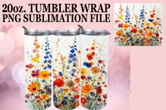 15x Watercolor Tumbler Wrap Bundle PNG, Spring Flowers Product Image 10