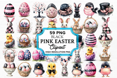 Black Pink Easter Clipart Bundle PNG Product Image 1