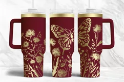 40oz Tumbler laser svg wrap|Wildflowers Butterfly Engraved Product Image 2