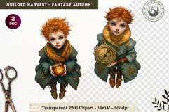Fantasy Autumn Gilded Harvest PNG Clipart whimsical witch Product Image 1