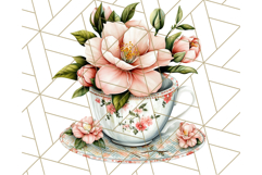 Vintage Floral Teacup Clipart PNG, Blooming Teacups Clip Art Product Image 3