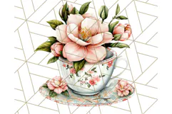 Vintage Floral Teacup Clipart PNG, Blooming Teacups Clip Art Product Image 3