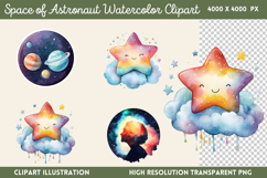 Space of Astronaut Watercolor Clipart PNG Product Image 1