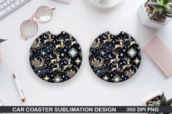 Christmas Reindeer Sleigh Car Coaster Sublimation PNG Product Image 1