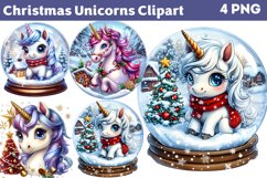 Christmas Unicorns Clipart PNG Product Image 1