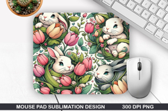 Bunny Mouse Pad Sublimation, Easter Bunny Mouse Pad PNG Product Image 1