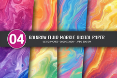 Rainbow Fluid Marble Digital Paper Product Image 1