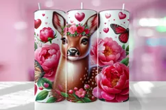 Valentine's Day Deer Tumbler Wrap Sublimation Design Product Image 1