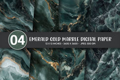 Emerald Gold Marble Digital Paper Product Image 1