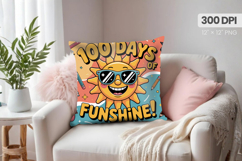 100 days of school Pillow Design, Teacher PNG Sublimation Product Image 1