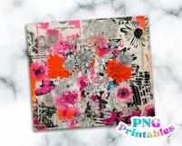 Punk Rock Floral Collage 20 oz Skinny Tumbler Wrap Product Image 2