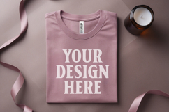 Heather Mauve Folded Bella Canvas 3001 Flat Lay T-Shirt Mock Product Image 1