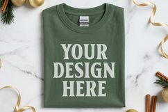 Gildan 64000 Forest Green Folded Christmas Flat Lay T-shirt Product Image 1