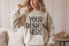 Gildan 18000 Sand Sweatshirt mockup Product Image 1