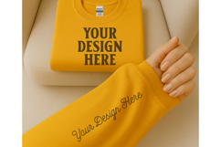 Gildan 18000 Gold Sleeve Sweatshirt Mockup Product Image 1