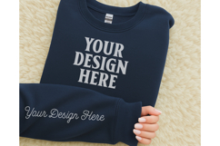 Gildan 18000 Navy Sleeve Sweatshirt Mockup Product Image 1