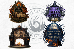 Halloween Slogans Clipart PNG Set V3,Spooky Quotes halloween Product Image 9