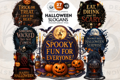 Halloween Slogans Clipart PNG Set V3,Spooky Quotes halloween Product Image 1