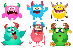 Funny cartoon monsters set with different face expressions Product Image 1
