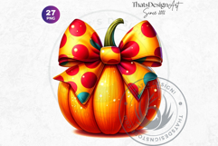 Pop Polka Dot coquette Pumpkins with bows PNG,fall halloween Product Image 10